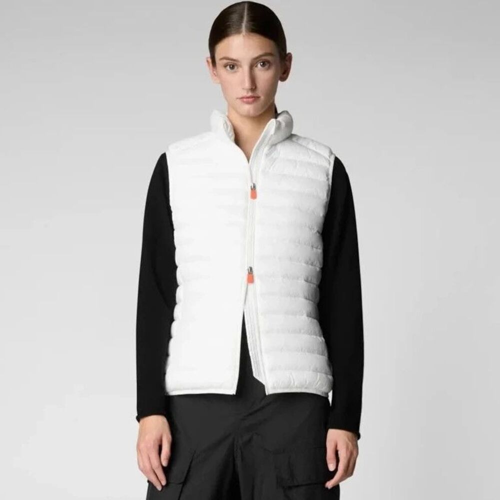 Women's SAVE THE DUCK "Charlotte" White Puffer Vest Large EXCELLENT!